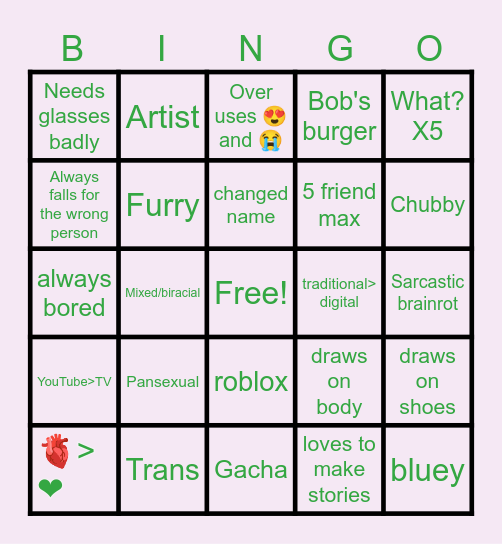 Alike me??? Bingo Card