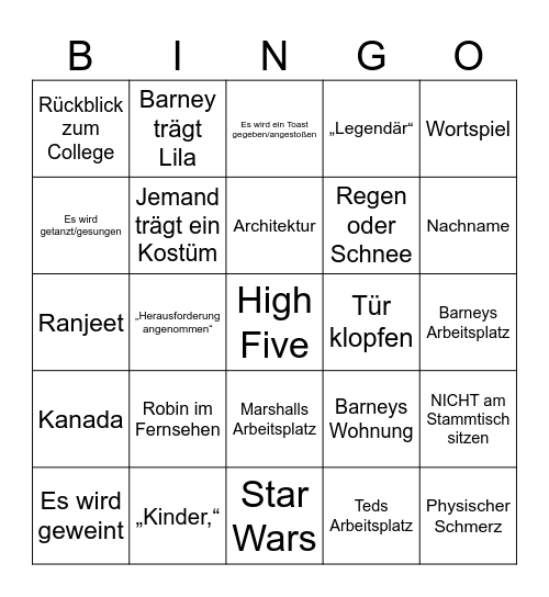 HIMYM Saufbingo Card