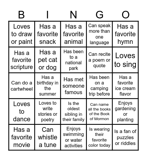 Find Someone Who...... Bingo Card