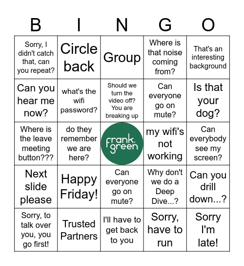 work work work work work! Bingo Card