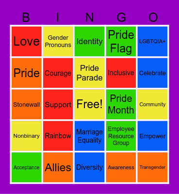 Pride Bingo Card
