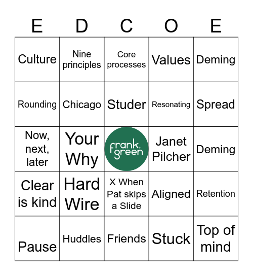 PAT BINGO Card
