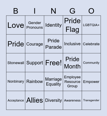 Pride Bingo Card