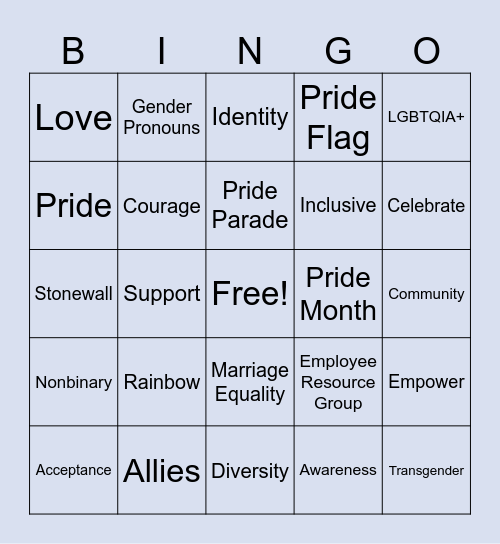 Pride Bingo Card
