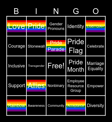 Pride Bingo Card
