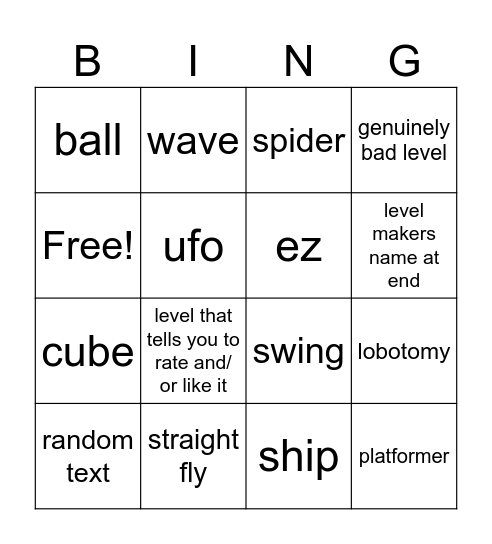 recent tab GD Bingo Card