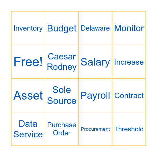 Finance Bingo Card