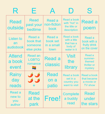 Beach Reads and Bookish Dreams Bingo Card