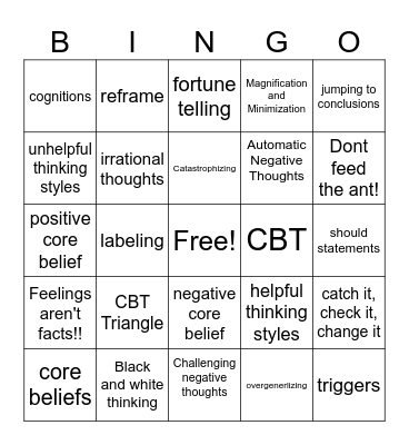 CBT Bingo Card