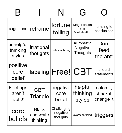 CBT Bingo Card