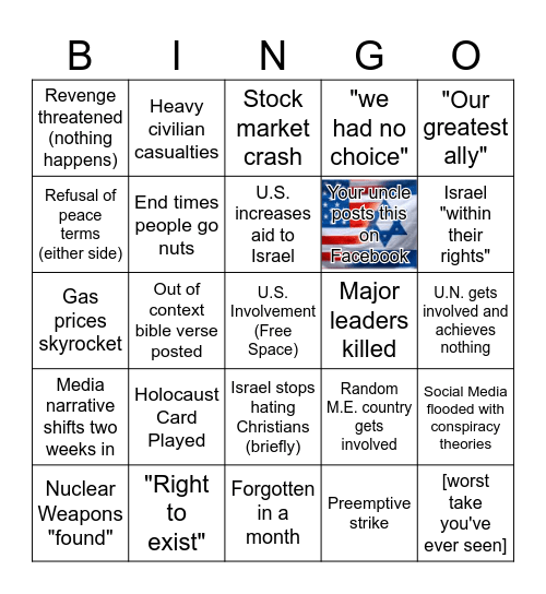 Middle East Bingo Card