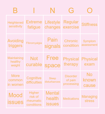 Fibromyalgia Bingo Card