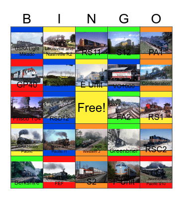 USRA Designed Engines- The Original Owners Bingo Card