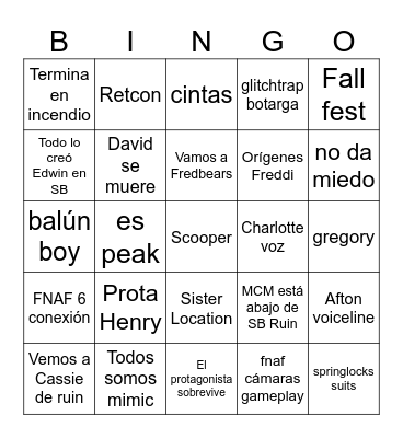 el día del payaso Bingo Card