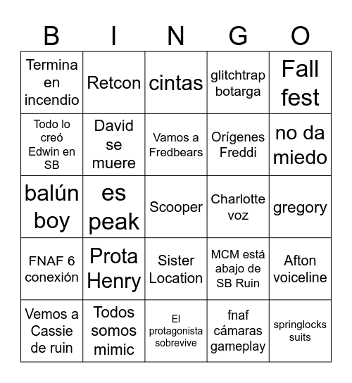 el día del payaso Bingo Card