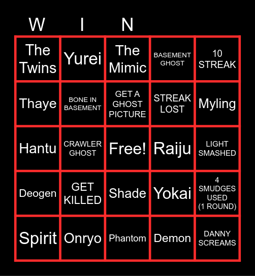 Chaappers Season 2 PhasmoBingo Card