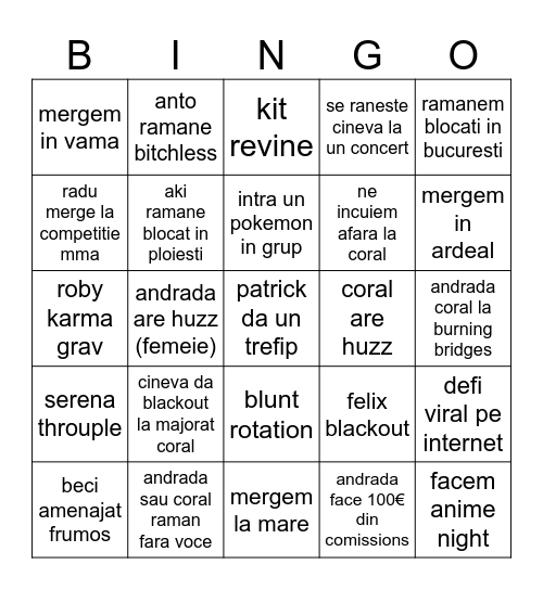 BINGO VARA. Bingo Card