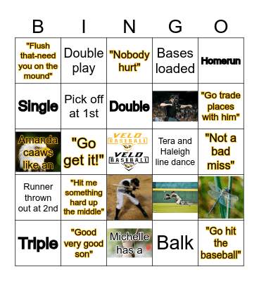 Velo Baseball Bingo! Bingo Card
