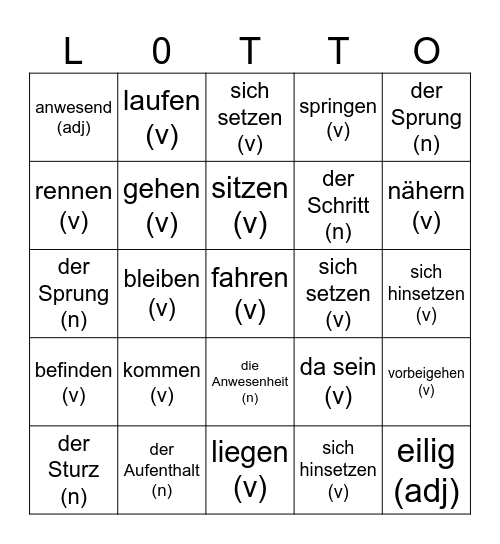 2.4 Movement & Rest - Bewegung u. Ruhe Bingo Card