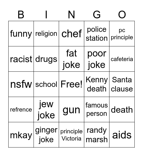South park bingo Card