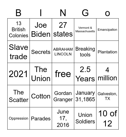 JUNETEENTH BINGO Card