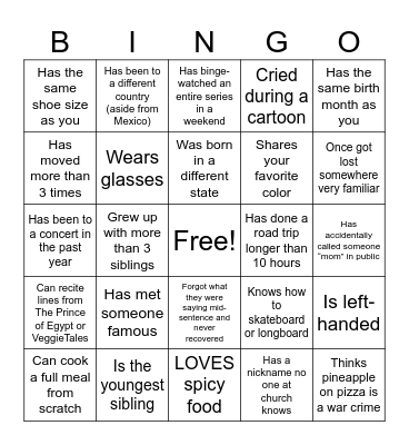 SHIFT Human Bingo Card