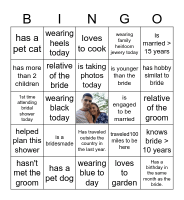 Emily's Bridal Shower Bingo Card