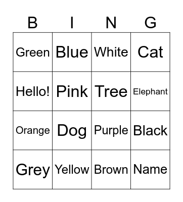 Color Bingo Card