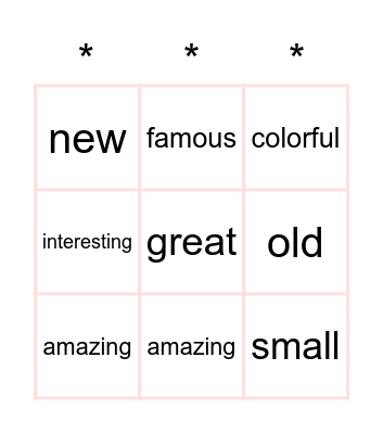 IS YOUR FAVORITE PLACE...............? Bingo Card