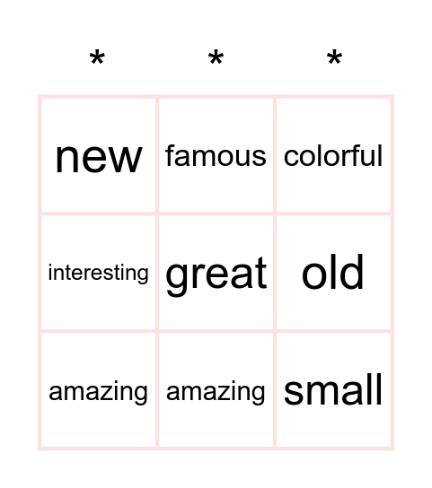 IS YOUR FAVORITE PLACE...............? Bingo Card