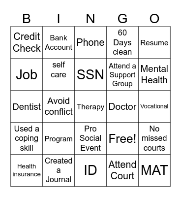 HEART Program Bingo Card