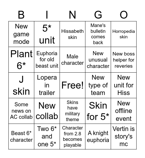 Reverse 3.0 bingo Card