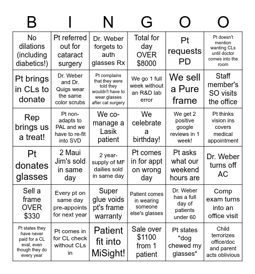 Milford Bingo! Bingo Card