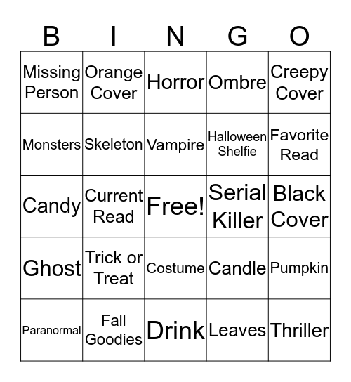 Halloween Bookish Bingo Card