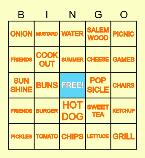 BURGERS & Bingo Card