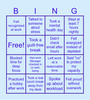 Burnout Bingo Card