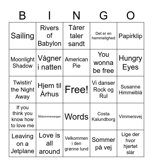 Karens favoritter Bingo Card