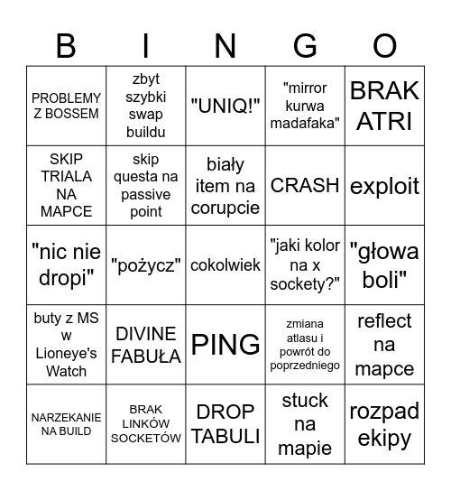 POE 3.26 Bingo Card
