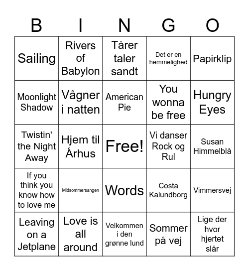 Karens favoritter Bingo Card