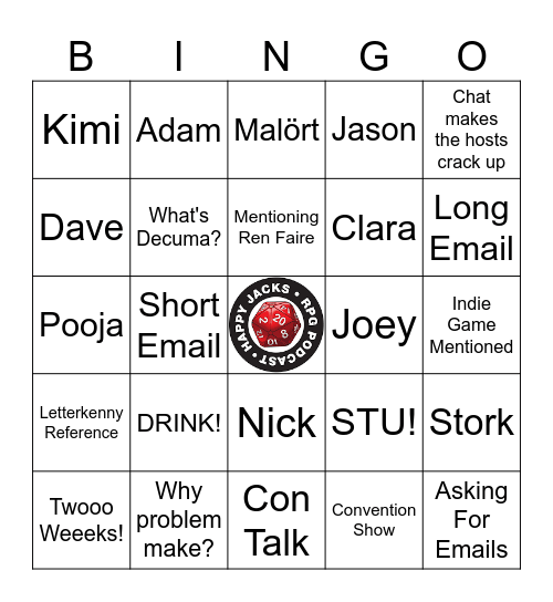 HappyJacks RPG Bingo! Bingo Card