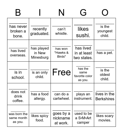 2025 S•M•Art Summer Camp Bingo Card