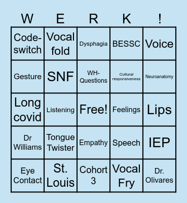 WERK THE WORDS Bingo Card
