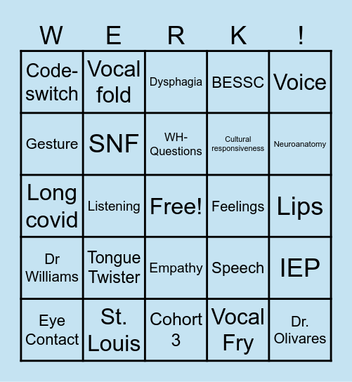 WERK THE WORDS Bingo Card