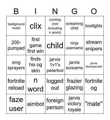 jarvis unban Bingo Card