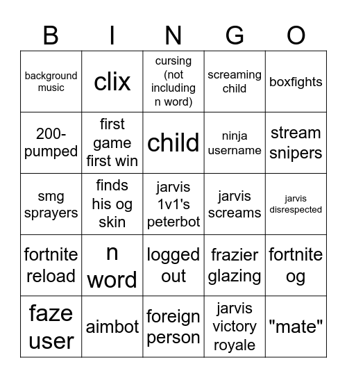 jarvis unban Bingo Card