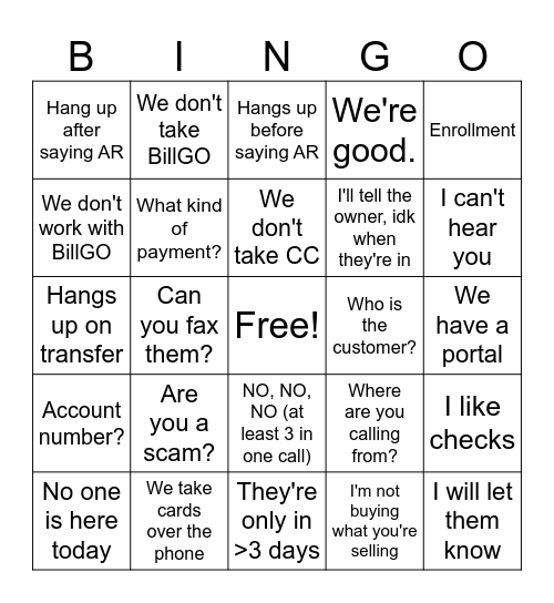 Enrollment Bingo Card