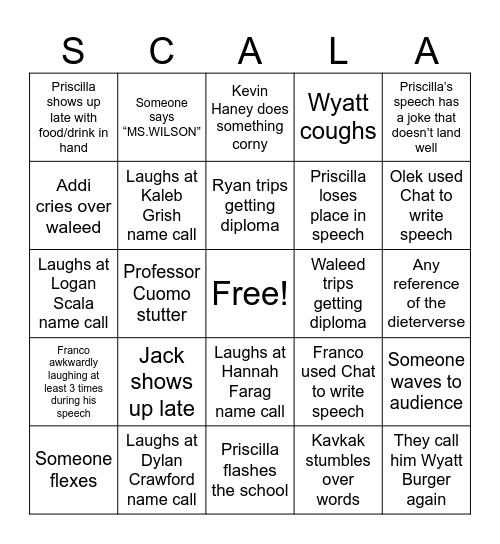 Graduation Bingo 2025 Bingo Card