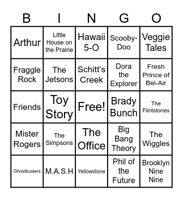 Theme Songs Bingo Card