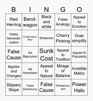 Fallacy Bingo Card