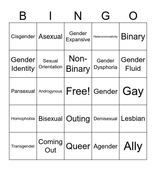 Pride Bingo Card